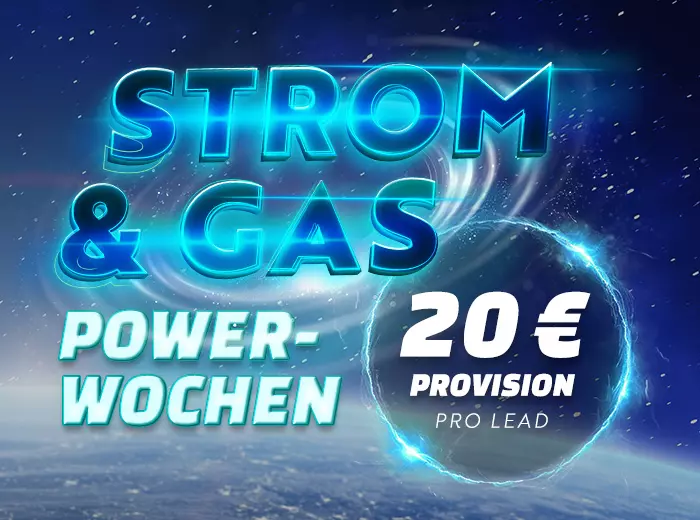 Strom- und Gasvergleich! Jetzt bewerben und 20,00 Euro pro Lead sichern!